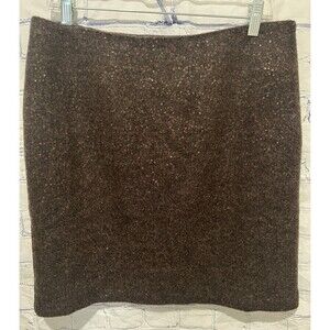 J. Jill brown wool sparkle metallic sequined above knee skit NWT Size 10